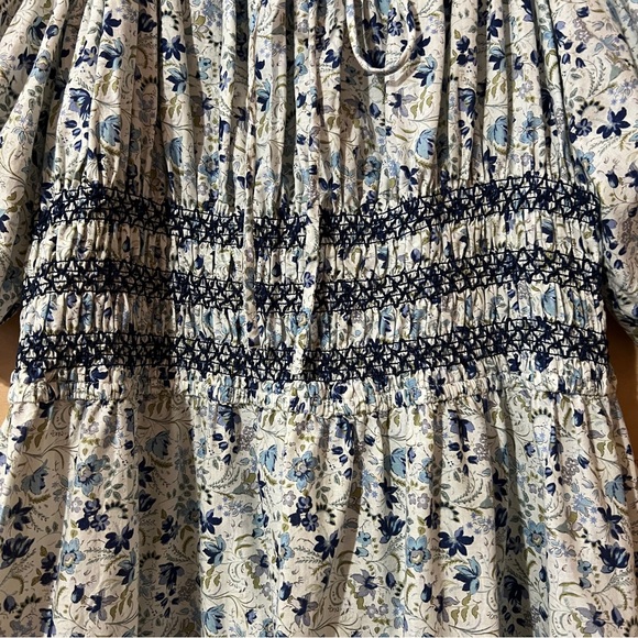 Johnny Was | Camille Midi Dress Floral Smocked Puff Sleeve Square Neck Size M - Picture 6 of 14